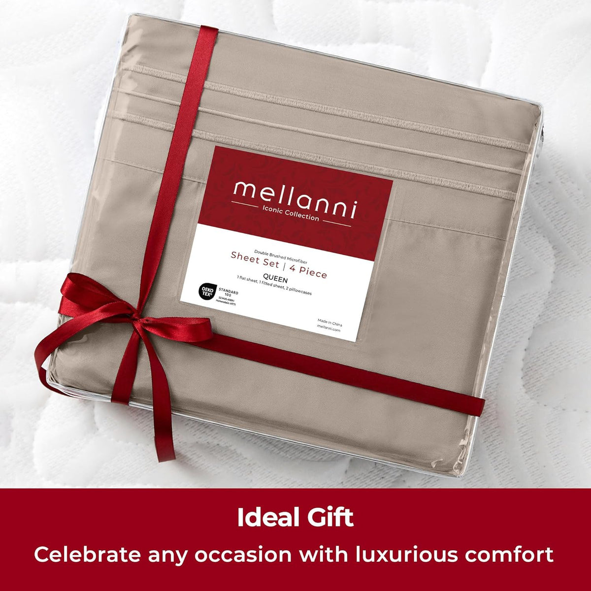 Mellanni Extra Deep Twin Sheets - Hotel Luxury Bedding Set | Ultra Soft, Cooling, Wrinkle-Resistant (Twin, Tan)