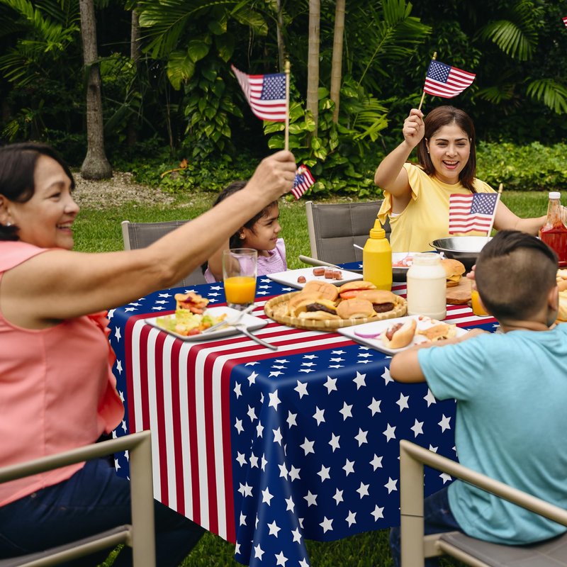 3Pcs 4th of July Tablecloths, 108" X 54" 250th Anniversary Patriotic Plastic Tablecloth, Rectangle 4th of July Table Cloth Red White Blue Tablecover, USA Party Supplies Independence Day Decorations