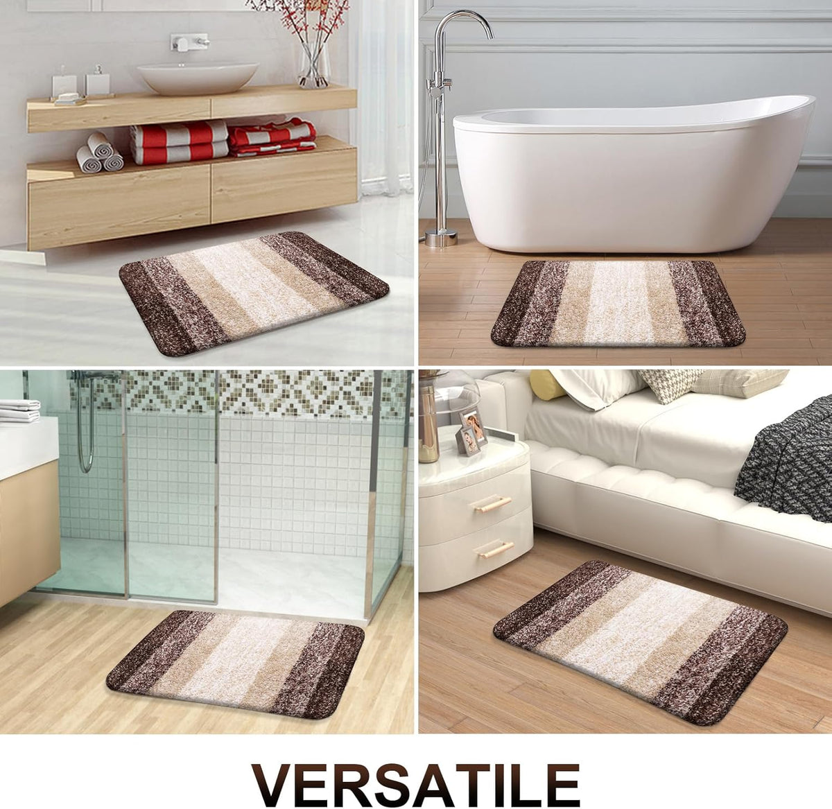 OLANLY Bathroom Runner Rug - Extra Soft Microfiber Mat with Rubber Backing | 40x20, Quick Dry, Washable, Brown