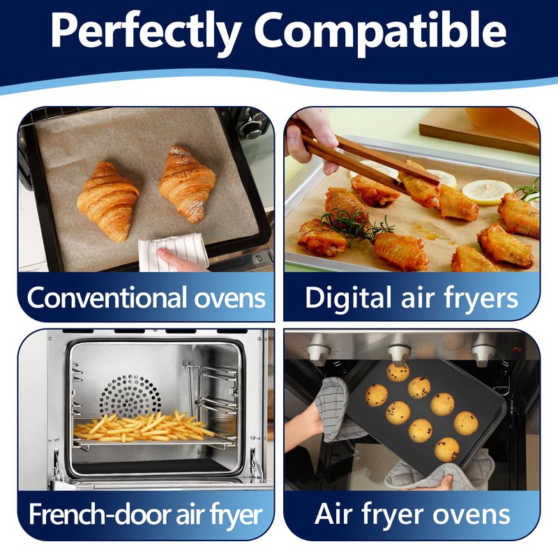 100PCS Parchment Paper for Gourmia Toaster Oven Air Fryer GTF7460 and 4PCS Oven Liners for Gourmia Toaster Oven, Airfryer Liner with Non-stick Coating