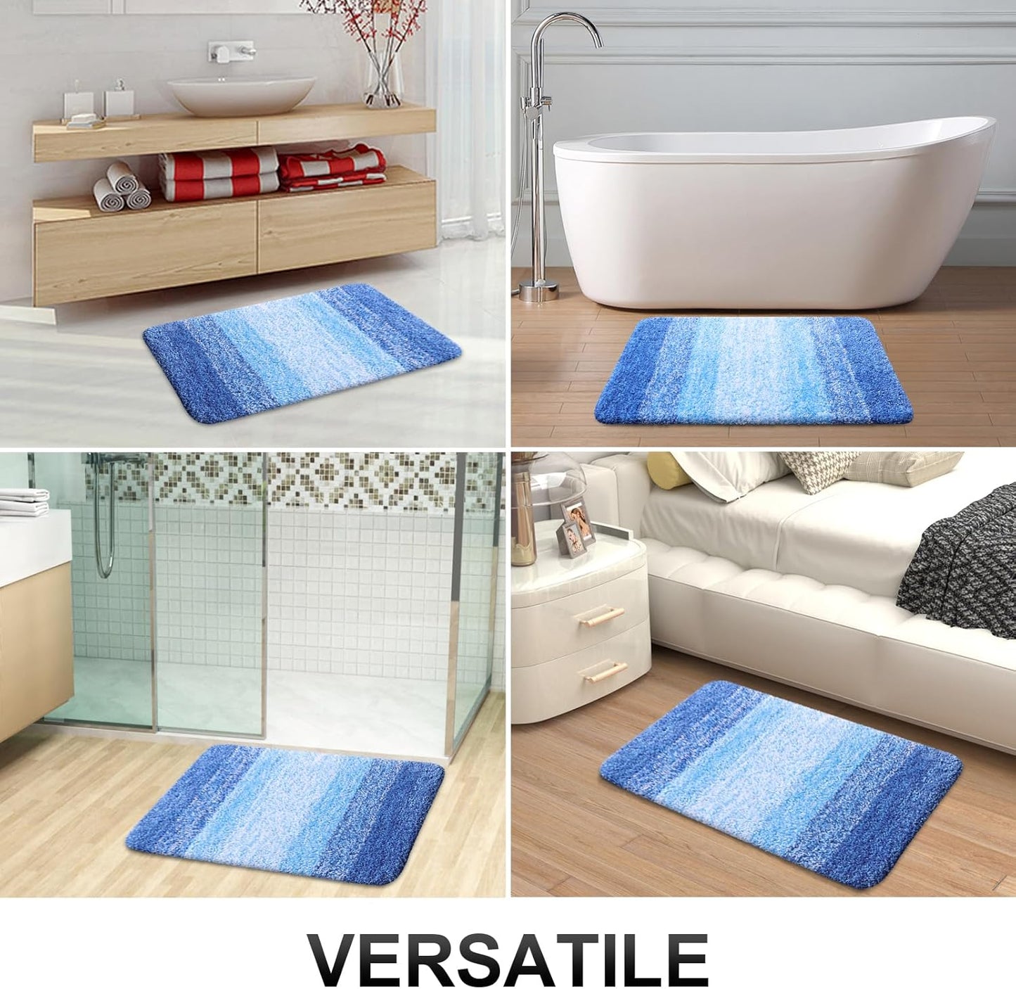 OLANLY Large Bath Rugs Mat - Extra Soft Microfiber, Quick Dry & Washable | Light Royal Blue 50x30
