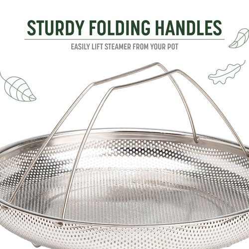 Goodful All-In-One Pan Steamer Basket, Premium Stainless Steel Construction, Dishwasher Safe, Perfect for Steaming Vegetables, Full Handle for Easy Use