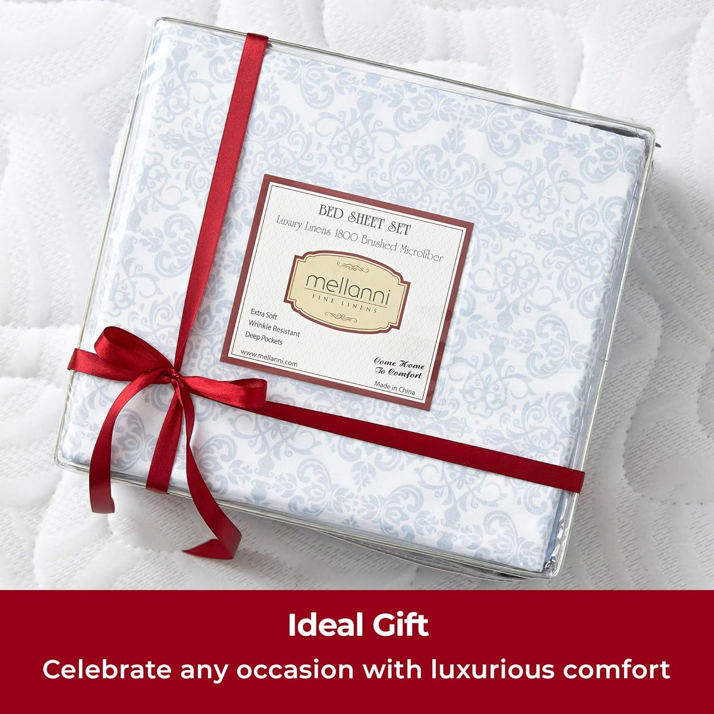 Mellanni Queen Sheets Set - Luxury 4 PC Bedding Collection - Extra Soft, Cooling & Stain Resistant | Laced Sky Blue