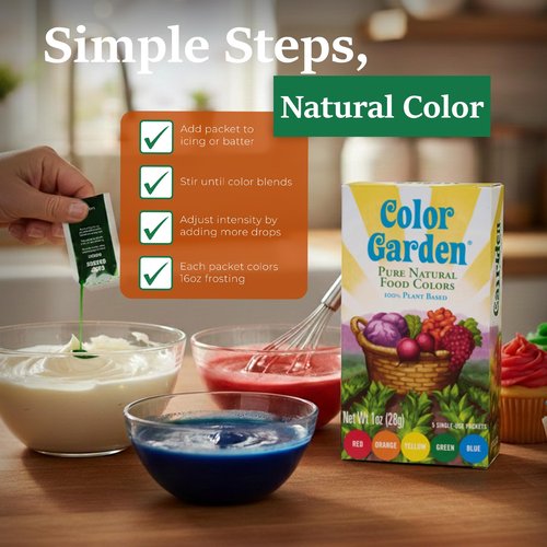 Color Garden Pure Natural Food Coloring, Multi – 5 ct 1 oz | Plant-Based, Vegan, Non-Toxic Liquid Food Dye, Healthy Food Coloring
