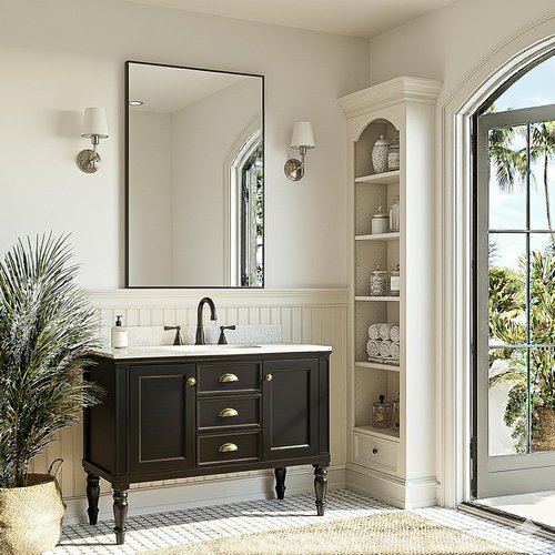 FICTOR Bathroom Vanity Mirror - Shatterproof & Anti-Rust, 36" x 24" Wall-Mounted Black Rectangle Mirror