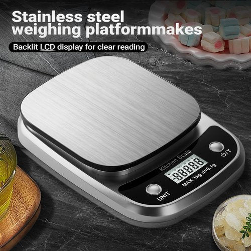 GRAM PRES Food Kitchen Scale Digital Weight Grams and Oz,Professional Small Digital Kitchen Food Scales 3kg/0.1g for Weight Loss