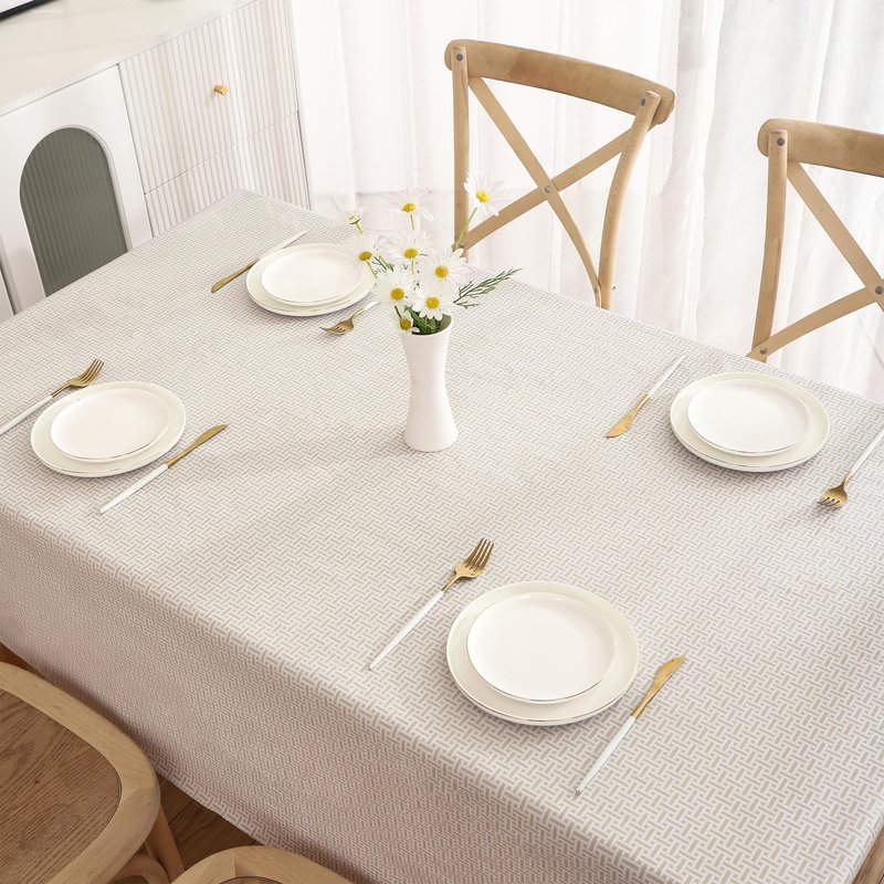Walrus Heavy Duty Vinyl Tablecloth with Flannel Backing Waterproof Oil-Proof Plastic Table Cloth Stain-Resistant Wipeable Rectangle or Square Table Cover for Indoor and Outdoor (Weaving, 60X102 Inch)