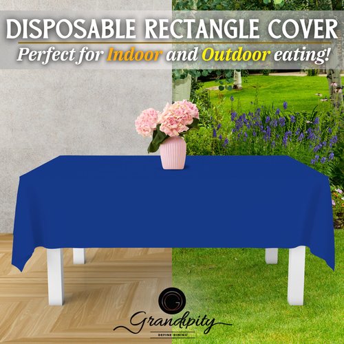 Grandipity Blue Plastic Table Cloth Disposable (6 Pk) 54in x 108in Plastic Tablecloths for Rectangle Tables - Premium Party Table Cloths Disposable for 6ft to 8ft Rectangle Tables