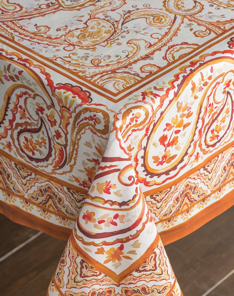Maison d' Hermine Table Cloth Rectangle Table 100% Cotton 70 x 108 Inches Fall Tablecloth Reusable Everyday Use for Thanksgiving Christmas Decorations Dining Farmhouse Party (Palatial Paisley)
