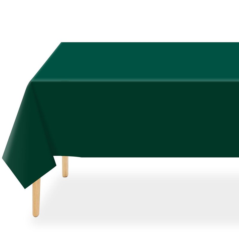 QIKSION Dark Green Plastic Table Cloth Disposable 2 Pack, 54 x 108 Inch Tablecloths for Party, Christmas Decorations, Rectangle Table Cover