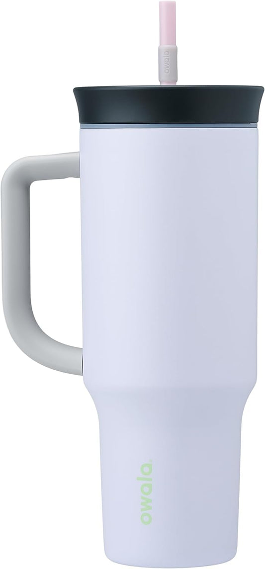 Owala 40 oz Stainless Steel Travel Tumbler - Triple Layer Insulation, Spill Resistant Lid & Straw, Purple
