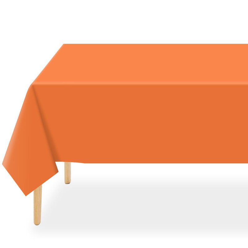 QIKSION Orange Plastic Table Cloth Disposable 6 Pack, 54 x 108 Inch Tablecloths for Party, Graduation, Halloween, Thanksgiving Decorations, Harvest, Fall, Rectangle Table Cover
