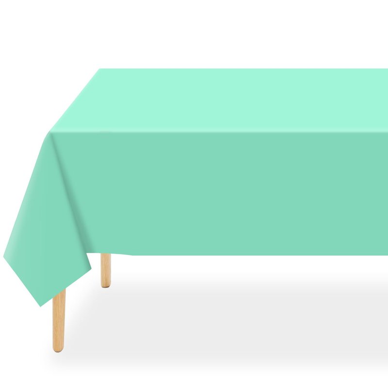 QIKSION Fresh Mint Plastic Table Cloth Disposable 3 Pack, 54 x 108 Inch Tablecloths for Party, Birthday, Rectangle Table Cover