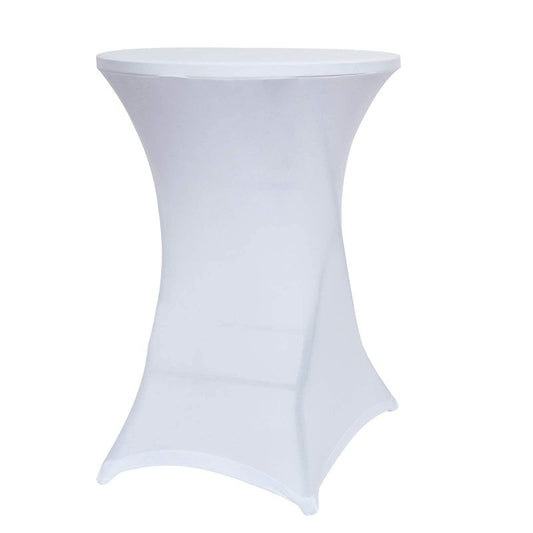 Obstal Cocktail Table Covers Stretch Spandex White Cocktail Table Cover Cloth for Wedding, Banquet and Party (30"-32" Diameter x 42" Height,6Pc)