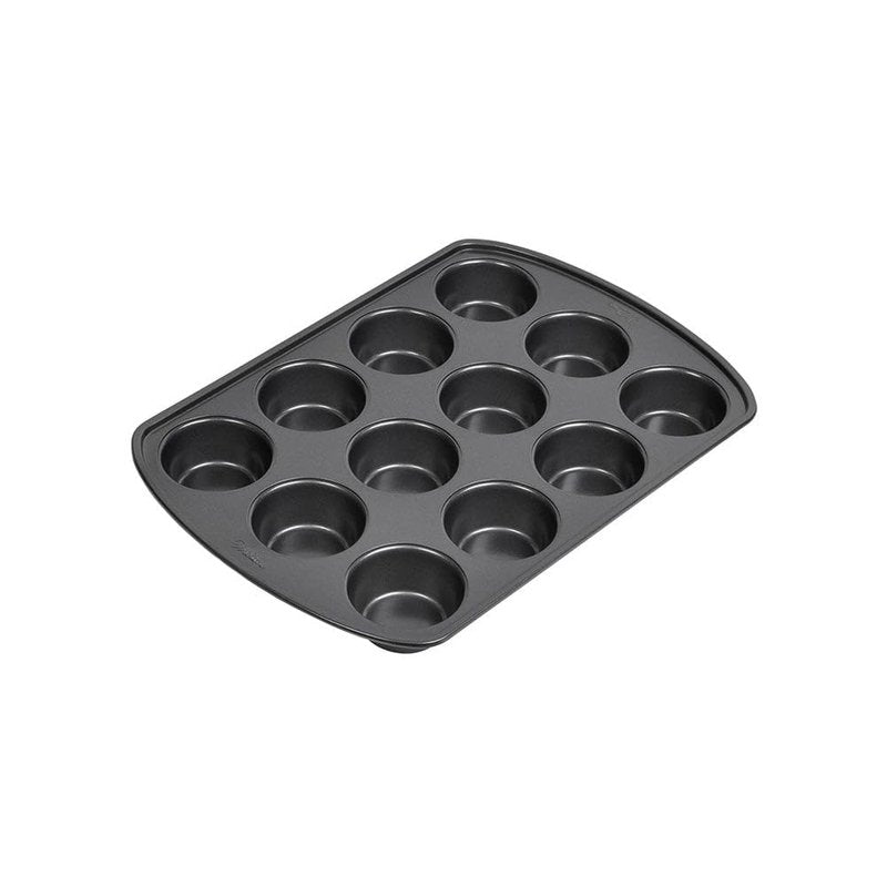 Wilton Gold Non-Stick Bakeware Muffin Pan - Baking Pan for Muffins & Cupcakes - Made Without PFAS, Dent Resistant & Dishwasher Friendly - Offers Even Heat Distribution - 10.5 x 15 x 2 Inches, 12 Cup