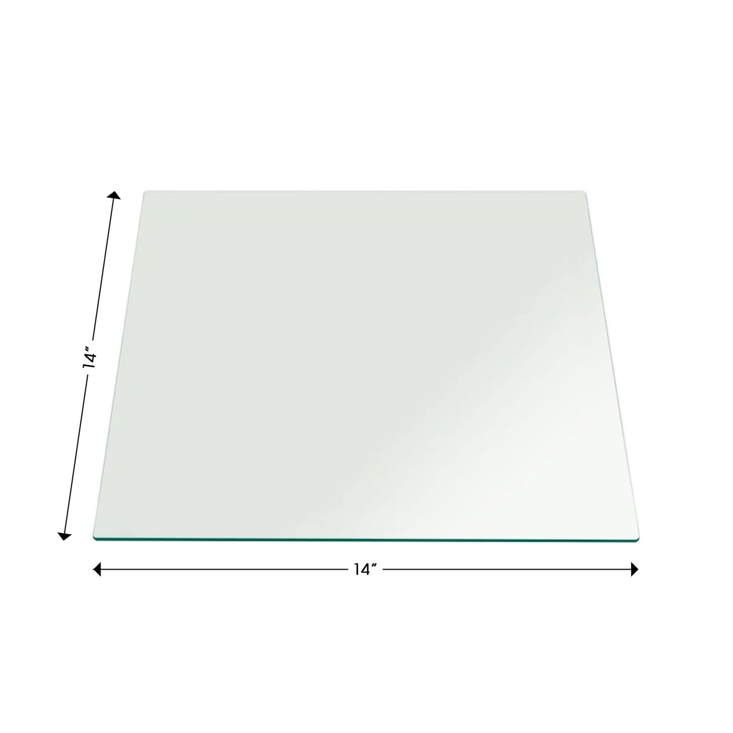 Clear Tempered Glass Table Top 14 Inch Square Flat Edge with 3/8 Inch Thickness for Dining, Coffee or Side Tables by Fab Glass and Mirror