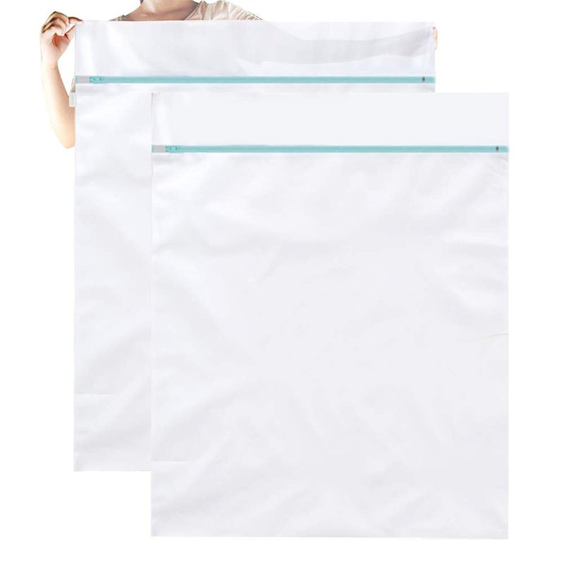 OTraki 2 Pack Extra Large Laundry Mesh Bag 43 x 35 Inch Mesh Laundry Bag Zippered Big Net Bag for Blanket Sweater Coat Bedding Sheet in Home Dorm Hotel Don't Drying, Melting 140-176℉, White