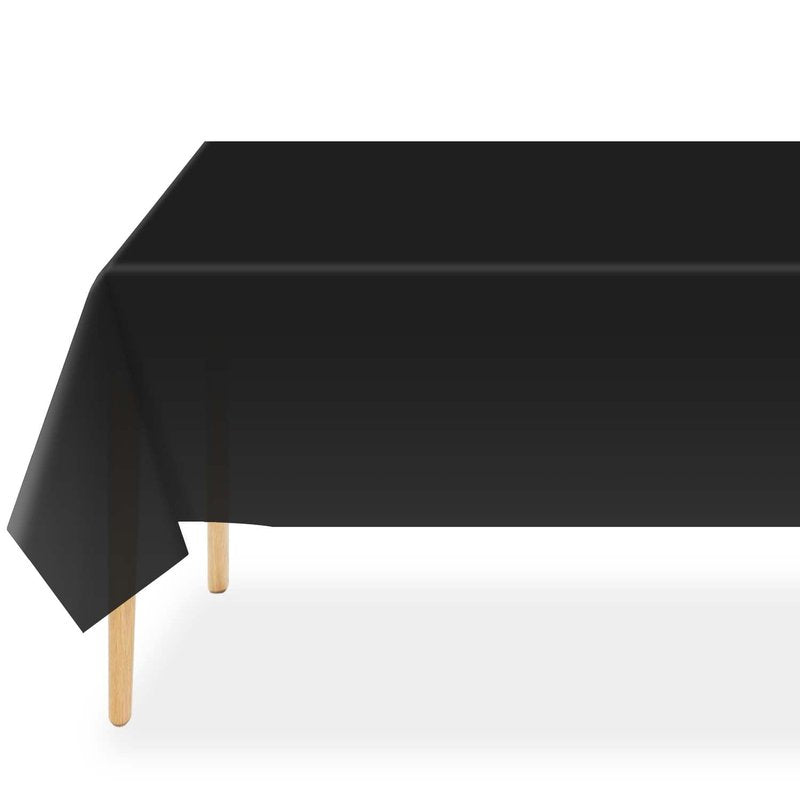 QIKSION Black Plastic Table Cloth Disposable 12 Pack, 54 x 108 Inch Tablecloths for Party, Graduation, Halloween Decorations, Rectangle Table Cover