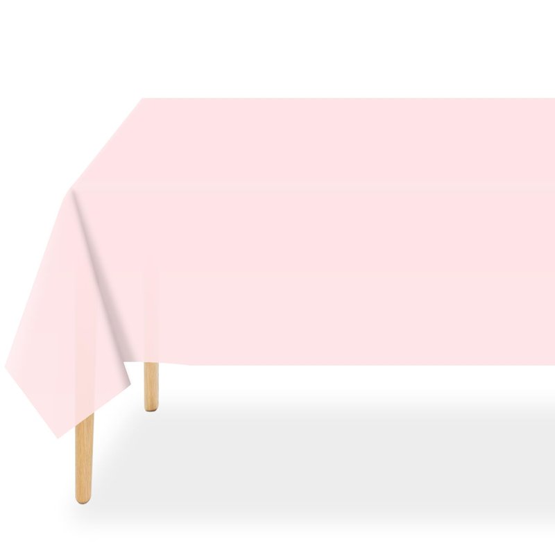 QIKSION Pink Plastic Table Cloth Disposable 12 Pack, 54 x 108 Inch Tablecloths for Valentines, Easter, Mothers Day Decorations, Baby Shower Birthday Party, Rectangle Table Cover