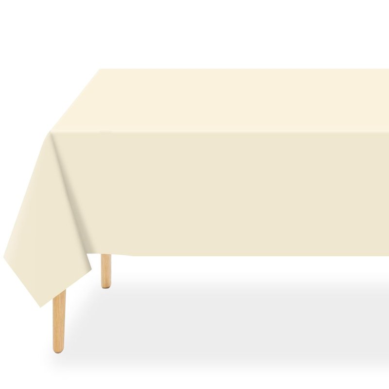 QIKSION Ivory Plastic Table Cloth Disposable 3 Pack, 54 x 108 Inch Beige Tablecloths for Party, Baby Shower, Harvest, Fall, Thanksgiving Decorations, Cream Rectangle Table Cover