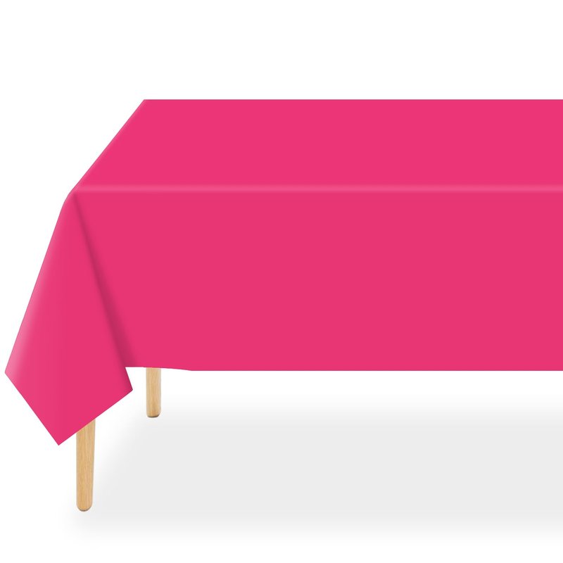 QIKSION Hot Pink Plastic Table Cloth Disposable 2 Pack, 54 x 108 Inch Tablecloths for Birthday Party, Valentines, Mothers Day Decorations, Rectangle Table Cover