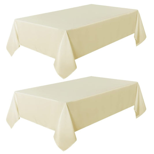 sancua 2 Pack Beige Tablecloth 54 x 78 Inch, Rectangle 4 Feet Table Cloth - Stain and Wrinkle Resistant Washable Polyester Table Cover for Dining Tables, Buffet Parties and Camping