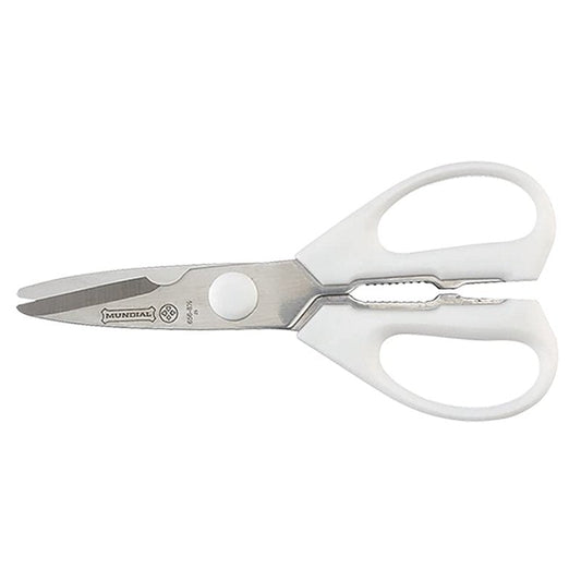 Mundial Take-A-Part Kitchen Shears 8.5”, Rounded Tip, Stainless Steel Blades, White Handle – Detachable, Dishwasher Safe, Multipurpose Food Prep Scissors