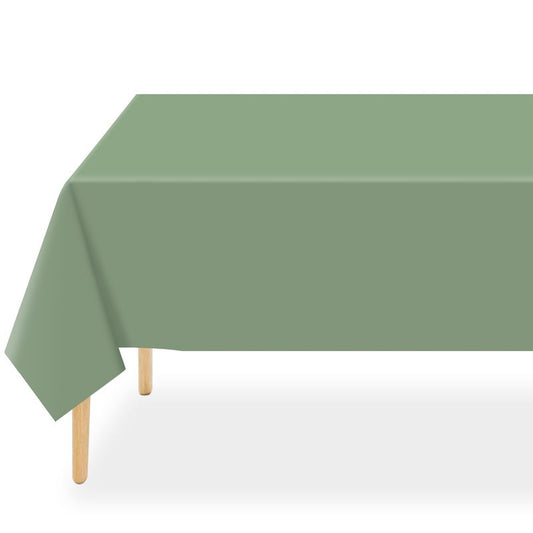 QIKSION Sage Green Plastic Table Cloth Disposable 3 Pack, 54 x 108 Inch Tablecloths for Baby Shower Birthday Bridal Wedding Party Decorations, Rectangle Table Cover