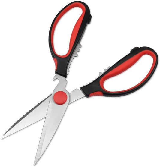 Rainspire Premium Kitchen Scissors - Heavy Duty Come Apart Shears, Dishwasher Safe, Black & Red