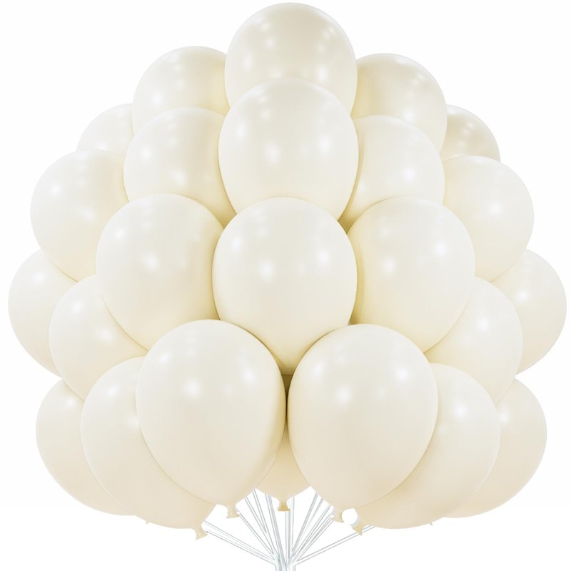 PartyWoo Beige Balloons 101pcs 12 Inch Cream Ivory White Balloons for Wedding Baby Shower Birthday Bridal Shower Graduation Engagement Easter Anniversary Tea Boho Party Decorations White-Q08