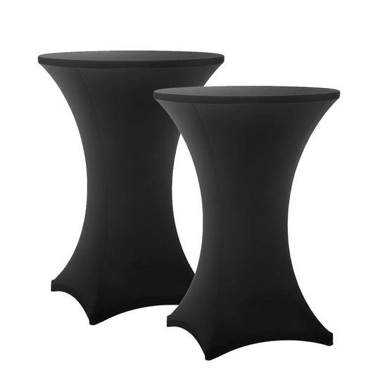 Lemict Cocktail Table Covers - 2 Pack 32x43 Inch Table Cloth - Black Fitted Stretch Spandex Round High Top Tablecloth for Party, Bar, Birthday, Pub, Banquet