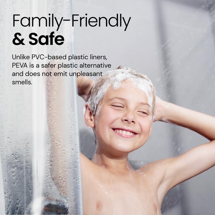 LiBa Waterproof Shower Curtain - Premium Non-Toxic PEVA with Rust-Proof Grommets | Heavy Duty White 72x84