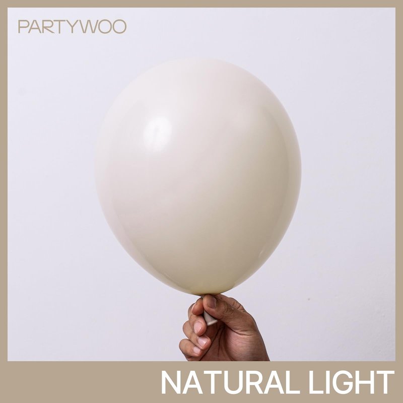 PartyWoo White Sand Balloons 100pcs 12 Inch Off White Beige Cream Ivory Boho Neutral Latex Balloons for Wedding Graduation Baby Shower Anniversary Engagement Birthday Party Decorations White-F12