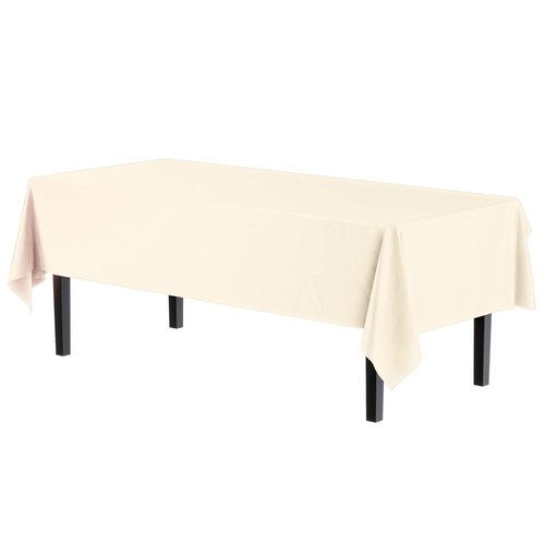 Exquisite 12-Pack Premium Plastic Tablecloth 12-Pack Premium Plastic 54-Inch-by-108-Inch Rectangle Tablecloth, Ivory