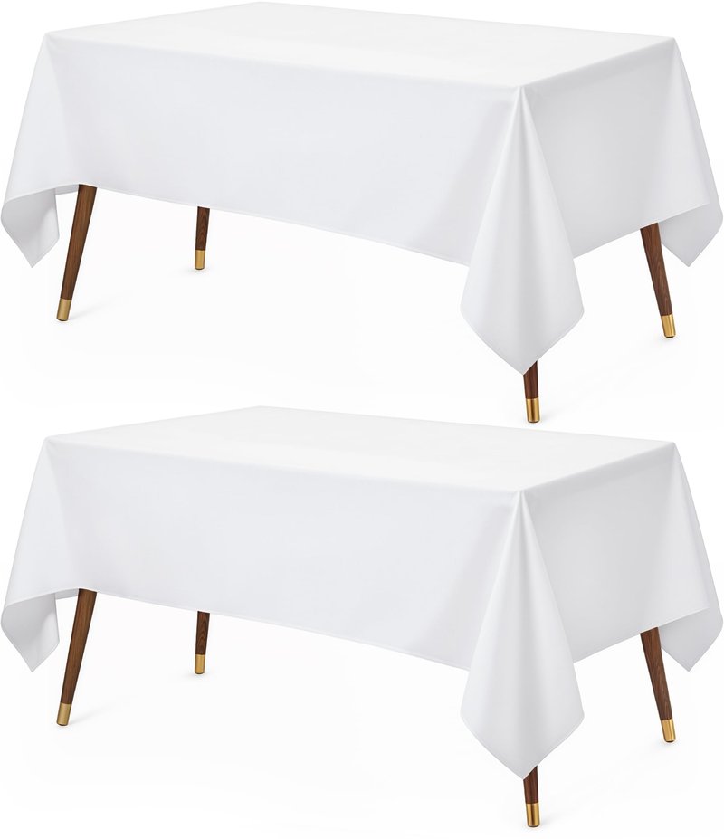 Utopia Kitchen Rectangle Table Cloth 2 Pack [60x120 Inches, White] Tablecloth Machine Washable Fabric Polyester Table Cover for Dining, Buffet Parties, Picnic, Events, Weddings and Restaurants