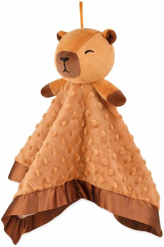 Capybara Baby Security Blanket - Soft Plush Lovey for Newborns | 17"x17" Gender Neutral Gift for Infants