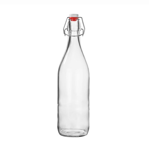 Fox Run Glass Flip Top Bottle, 1 Liter Air Tight Bottle with Flip Top Lid, 12.5" x 3.4"