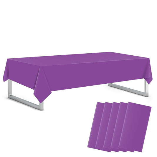 Xnluothsk Purple 5 Pack 54 x 108 Inch Plastic Tablecloth Disposable Tablecloth for Rectangle Table, Party Plastic Table Cloth