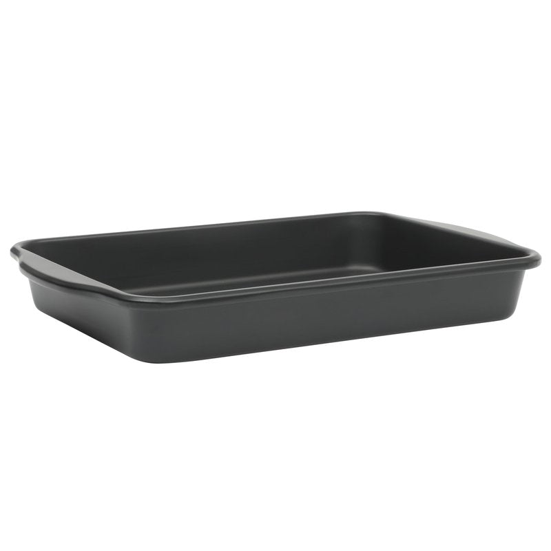 Oster Teston 13 x 9 Inch Rectangular Baking Pan, Nonstick Carbon Steel Cake Pan, Matte Black, PFAS-Free, Oven-Safe, Easy Clean Bakeware