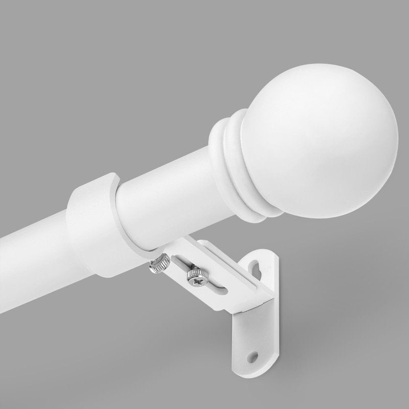 AMZSEVEN Curtain Rods for Windows 16 to 48 Inches, Curtain Rod Max Adjustable Length of 60 IN, 6/8" Diameter Drapery Rods Round Finials, White, Pack of 1