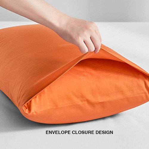 FLXXIE Pillow Cases - Soft Microfiber Standard Size Pillow Covers | Wrinkle & Stain Resistant, 2-Piece Set, 20x26, Orange