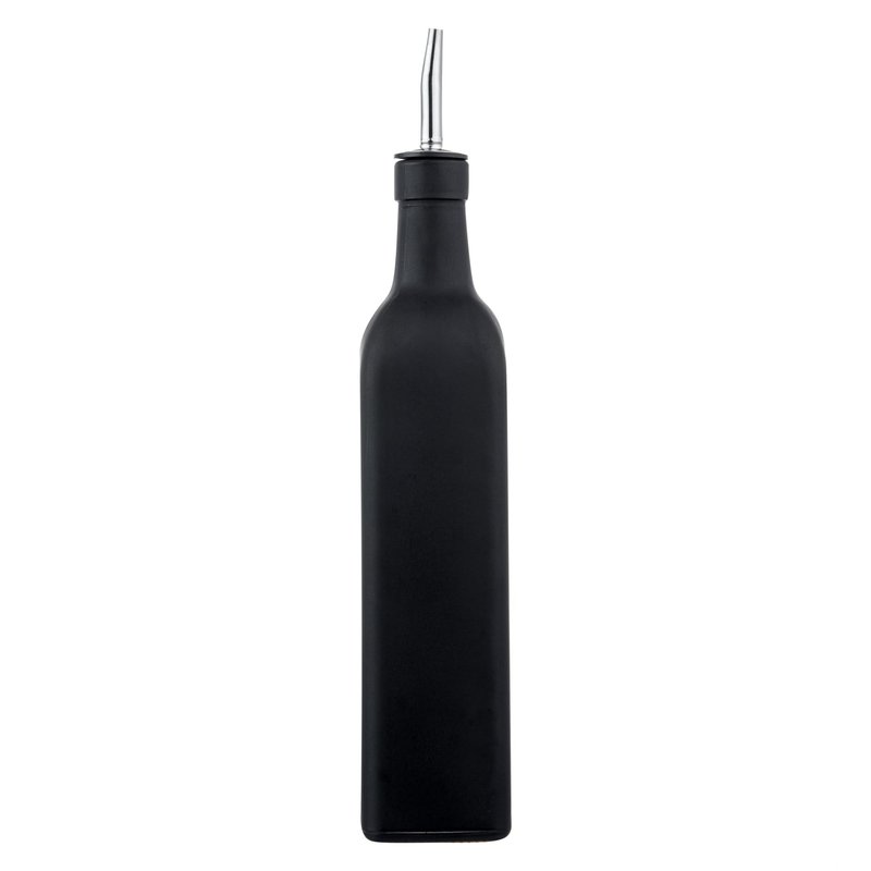 Restaurantware RW Base 16.9 Ounce Olive Oil Dispenser 1 Kitchen Oil Dispenser Bottle - With Stainless Steel Pourer Non-Leaking Black Glass Olive Oil Pourer For Cooking Or Salad Dressings