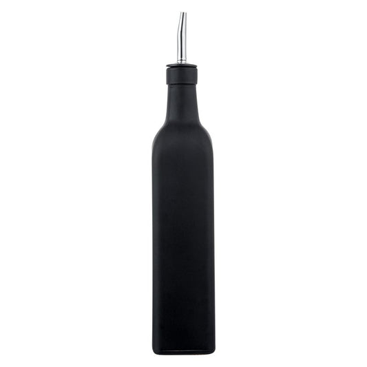 Restaurantware RW Base 16.9 Ounce Olive Oil Dispenser 1 Kitchen Oil Dispenser Bottle - With Stainless Steel Pourer Non-Leaking Black Glass Olive Oil Pourer For Cooking Or Salad Dressings