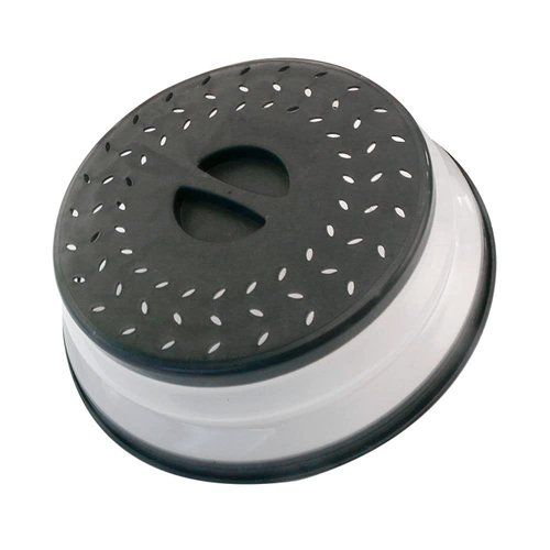Collapsible Microwave Splatter Cover, Microwave Plate Cover With Steam Vent，BPA-Free Silicone & Plastic (black, 12.3IN)