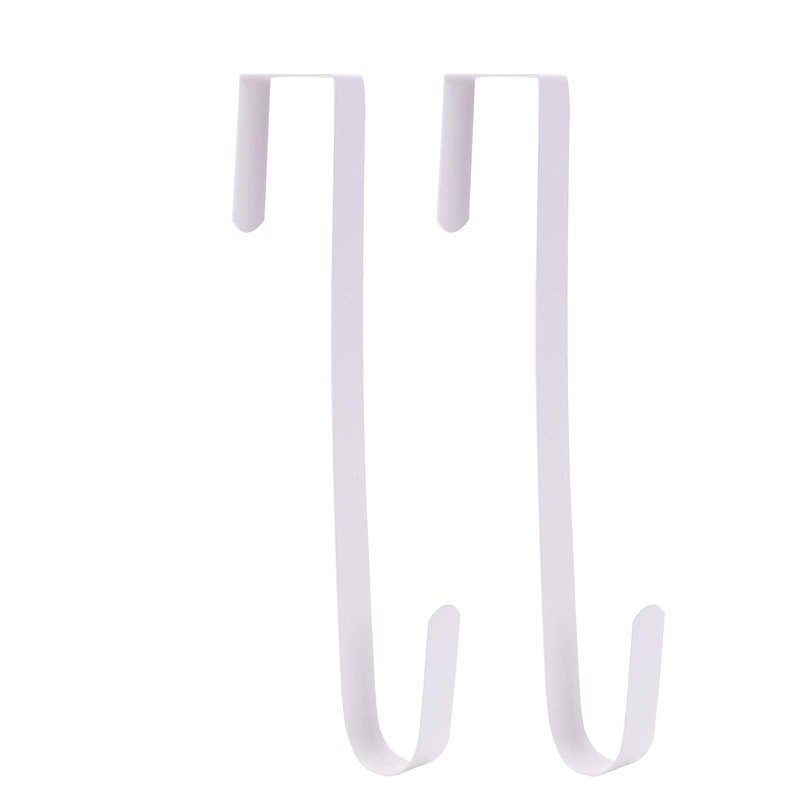 Sattiyrch 12" Wreath Hanger for Front Door,Steel Over The Door Hanger Hook,Wreath Door Hanger (White,2)