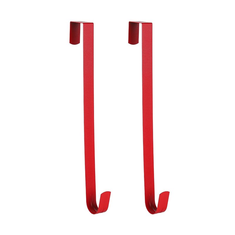 Sattiyrch 12" Wreath Hanger for Front Door,Steel Over The Door Hanger Hook,Wreath Door Hanger (Red,2)