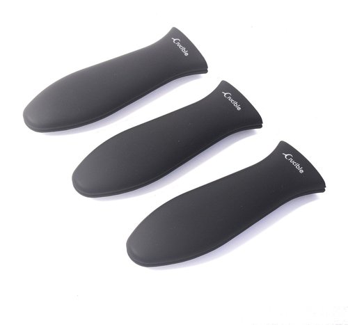 Crucible Cookware Silicone Hot Handle Holders (Large, Black)