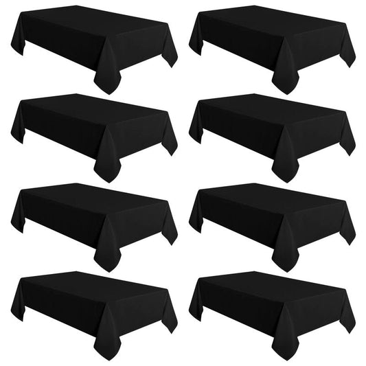sancua 8 Pack Black Tablecloth 60 x 120 Inch, Rectangle Table Cloth for 8 Feet Tables - Stain and Wrinkle Resistant Washable Polyester Table Cover for Dining Tables, Buffet Parties and Camping