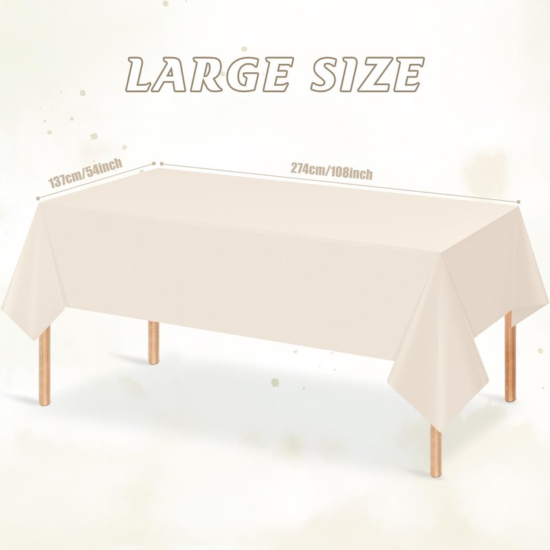 YIDAKO 12Pcs Beige Tablecloths for Rectangle Tables,Disposable Plastic Ivory Table Cloth,Waterproof Cream Table Cover for Birthdays Weddings Anniversary Party Decorations,54 x 108 Inch
