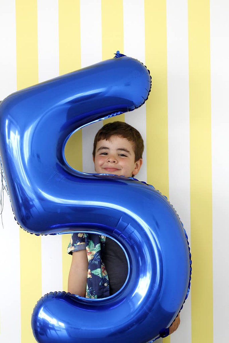 5 Balloon Numbers 40 Inch Blue Birthday Decorations for 5th Boys Girls, Self Inflating Big Navy Number Balloons for 15 25 35 50 Women Men Graduation Party Decor Supplies